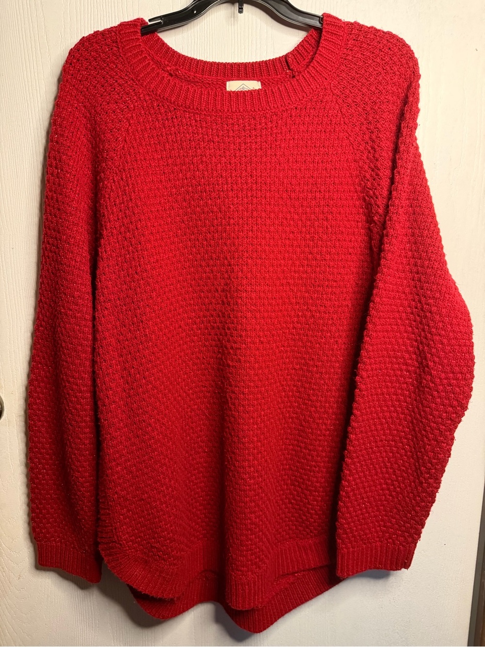 St John’s Bay Women's Red Textured Crewneck Sweater